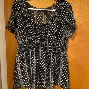 Torrid black and white babydoll top